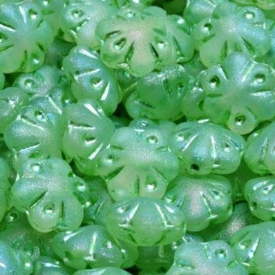 6 x 11mm Folklore beads in Matt Green AB