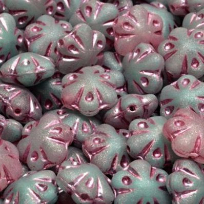 6 x 11mm Folklore beads in Matt R0613 with Pink