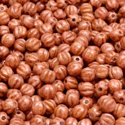 50 x 4mm melon beads in Opaque Ginger Picasso
