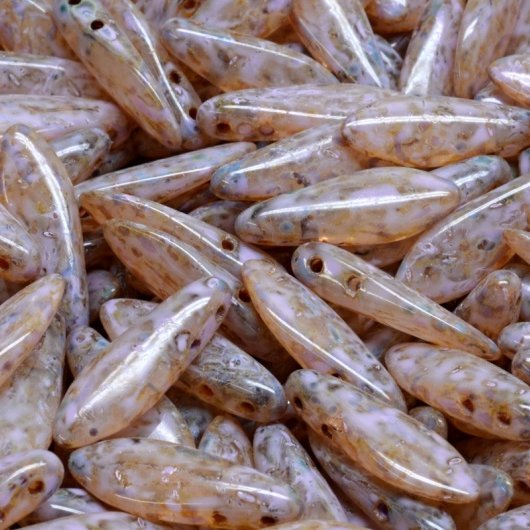 10 x two hole daggers in Pebble Stone Lila (5x16mm)