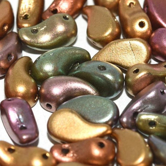 20 x Left Zoliduo beads in Purple Iris Gold