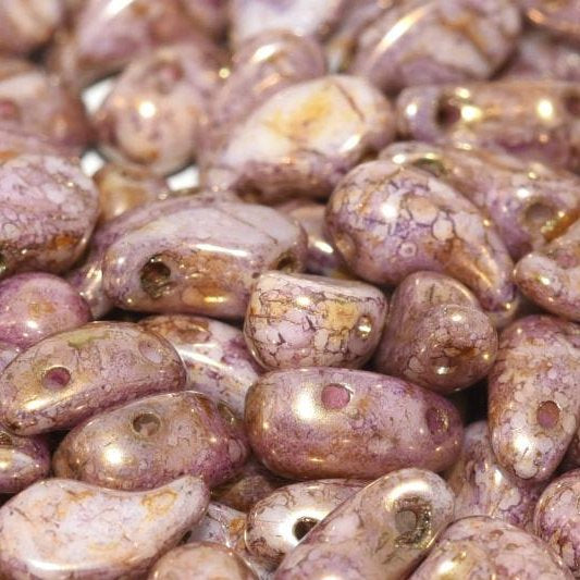 20 x Left Zoliduo beads in Lila Gold Lustre