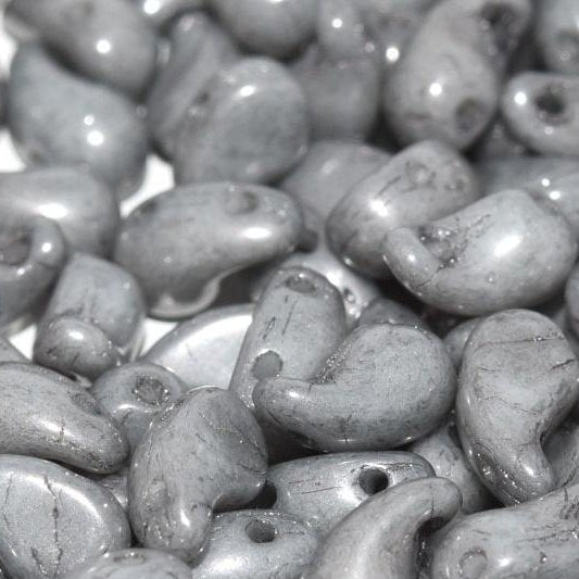20 x Right Zoliduo beads in Grey Lustre