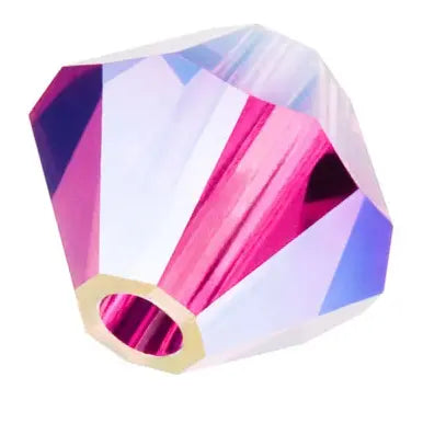 24 x 4mm Czech bicones in Fuchsia 2x AB (Preciosa)
