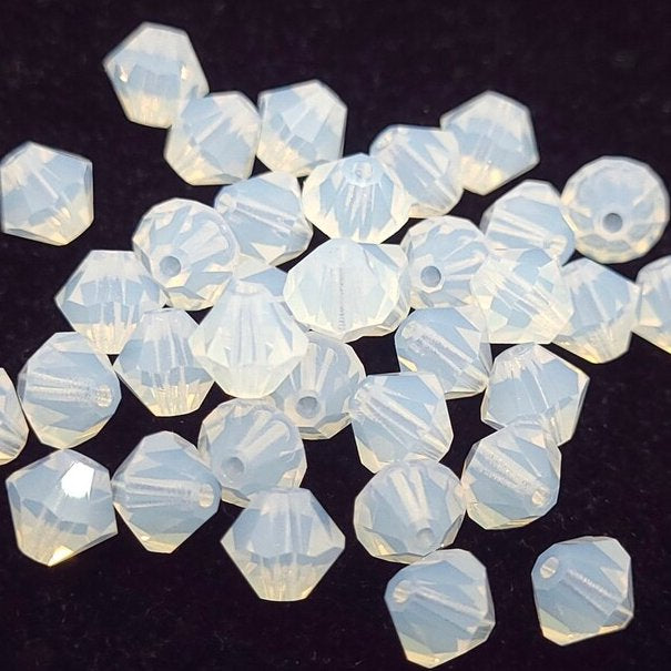 50 x 4mm bicones in White Opal (Aurora)