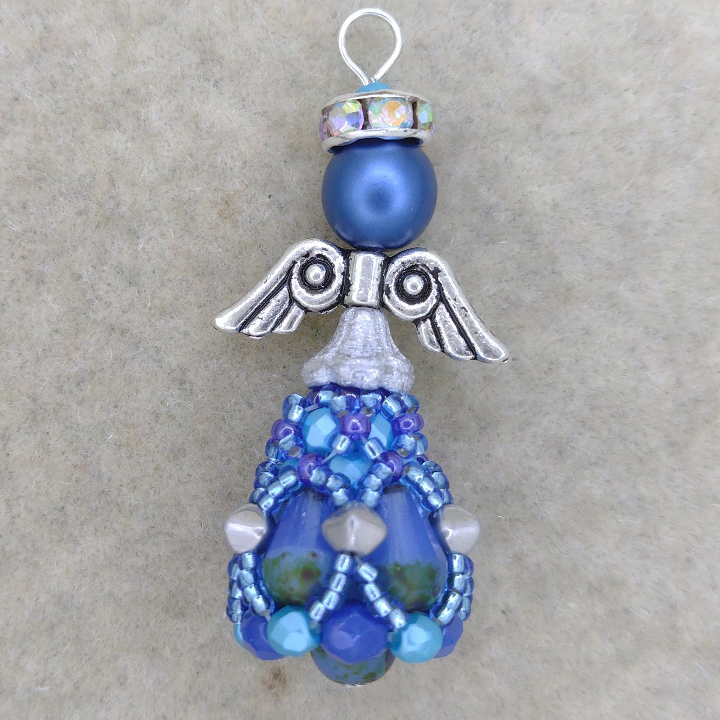 Bead Kit - Little Angel Charm in Blues and Silver