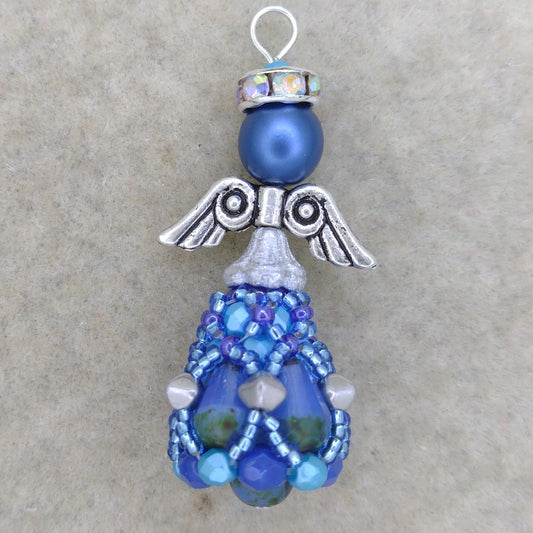 Bead Kit - Little Angel Charm in Blues and Silver