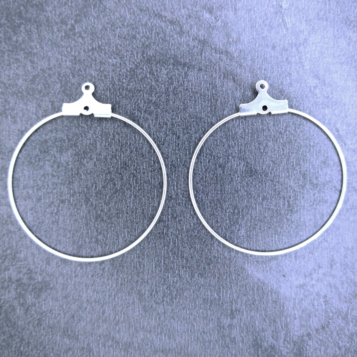 2 pairs of Large Bead Hoops in Silver (UK Production)