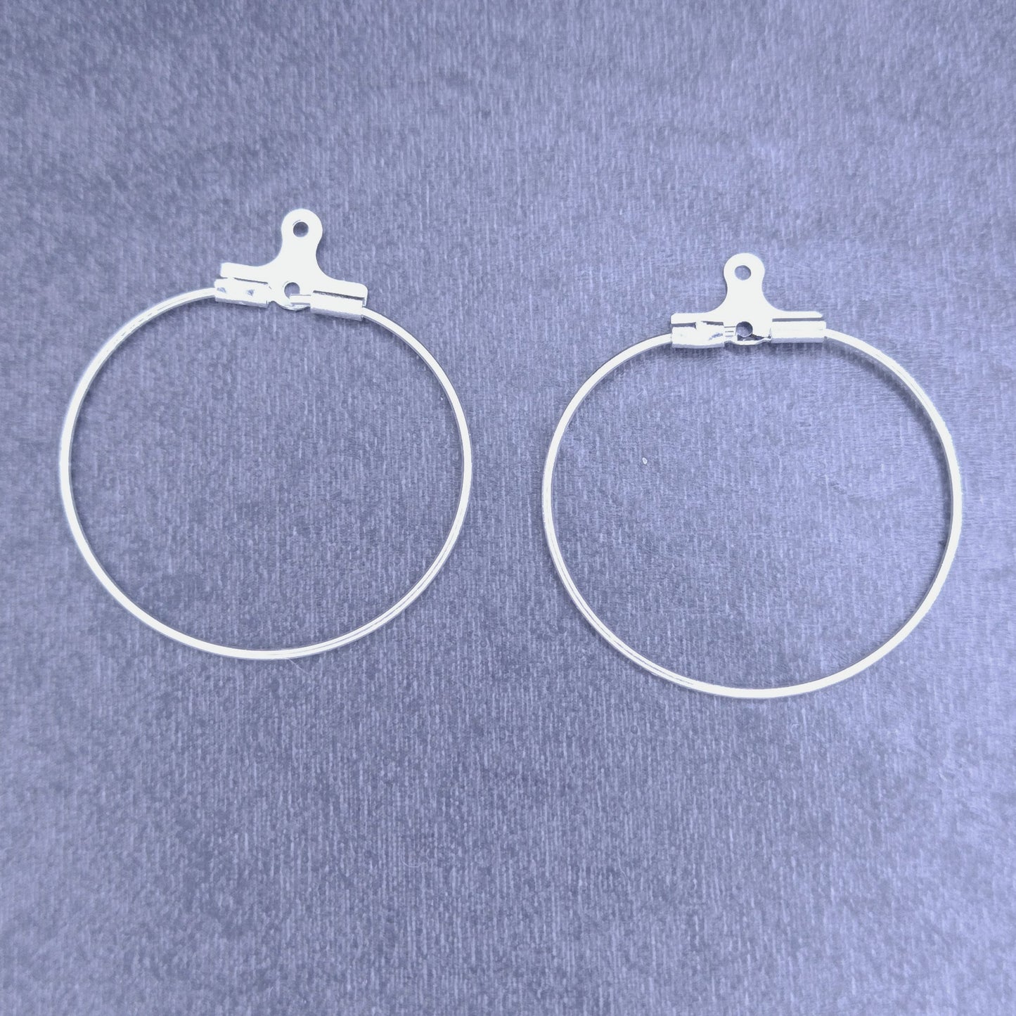 2 pairs of Medium Bead Hoops in Silver (UK Production)