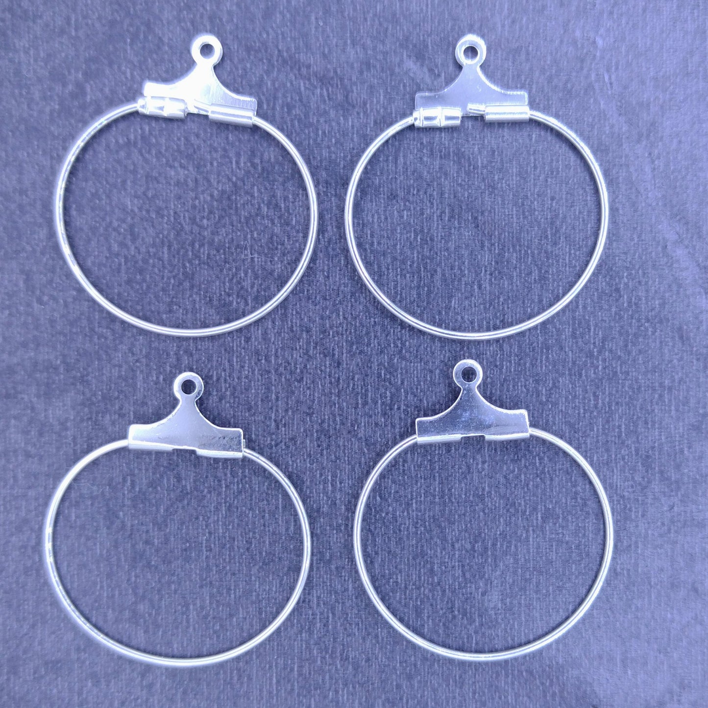 2 pairs of Small Bead Hoops in Silver (UK Production)