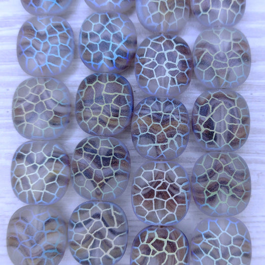 6 x ovals in Grey marble with laser etched giraffe pattern (17x15mm)