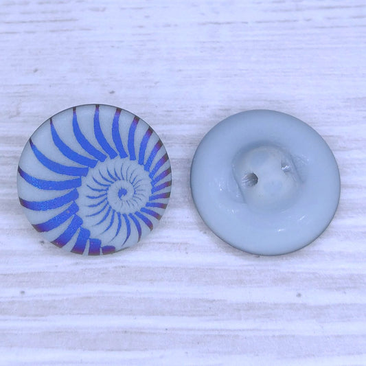 18mm glass button in Matt Grey with Laser Etched Shell