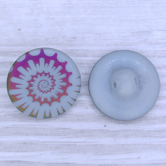 18mm glass button in Matt Grey with Laser Etched Shell 2