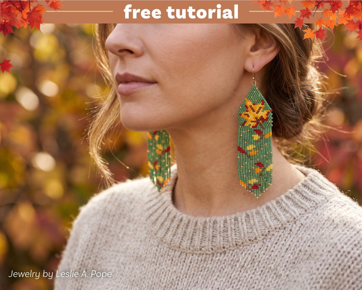 Pattern - Autumn Leaves earrings by Leslie A Pope