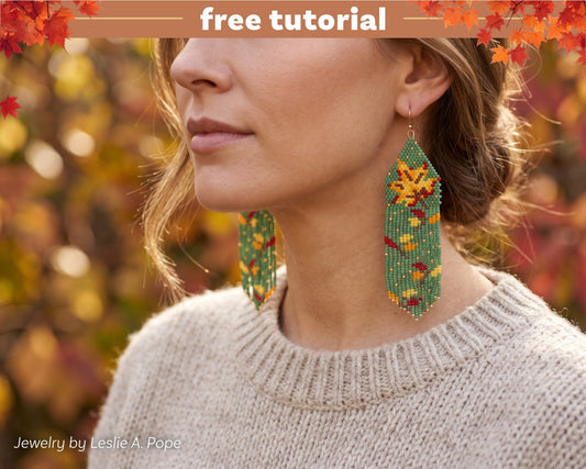Pattern - Autumn Leaves earrings by Leslie A Pope