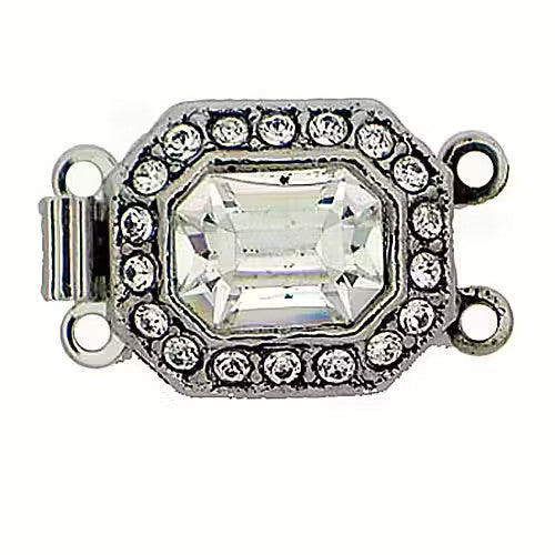 Neumann White Bronze clasp with 2 rows 13220 - 14x12mm