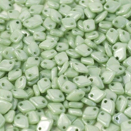 5g Dragon Scale beads in Chalk White/Teal Lustre