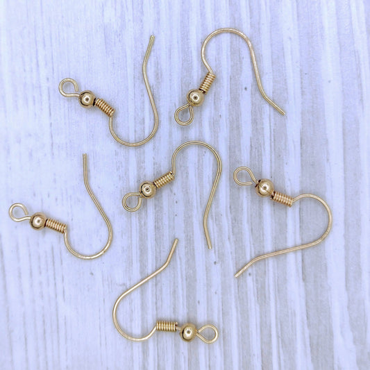 3 pairs of Fish Hook ear wires in Gold (UK Production)