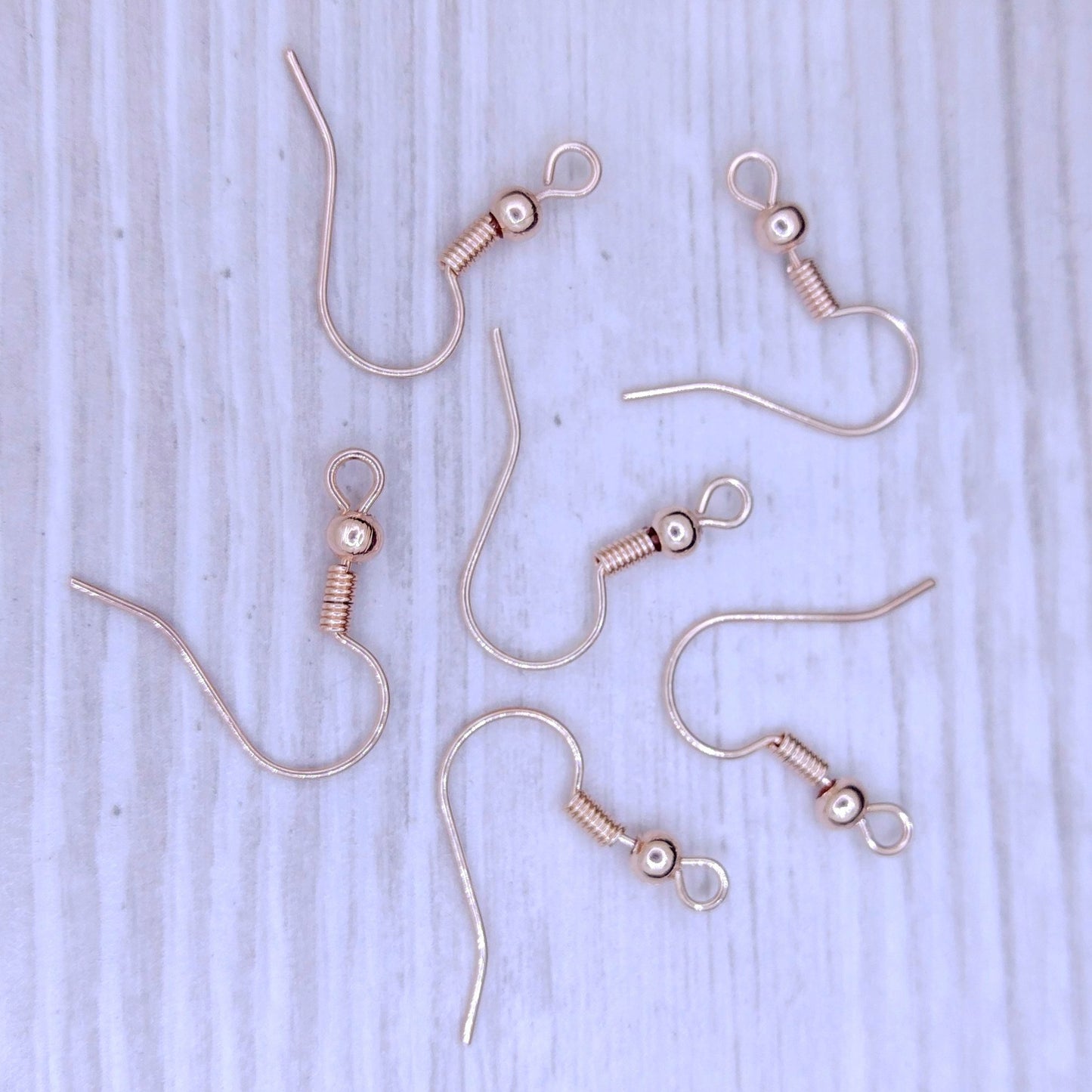 3 pairs of Fish Hook ear wires in Rose Gold (UK Production)