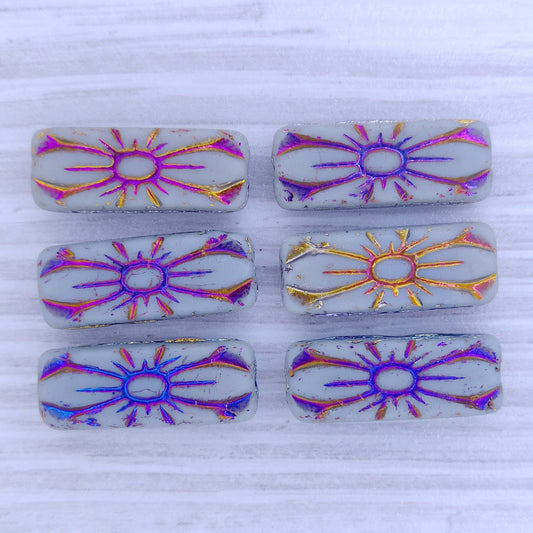 2 x Flower rectangles in Matt Grey with Sliperit (20x8mm)