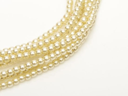 120 x 4mm round pearls in Old Lace