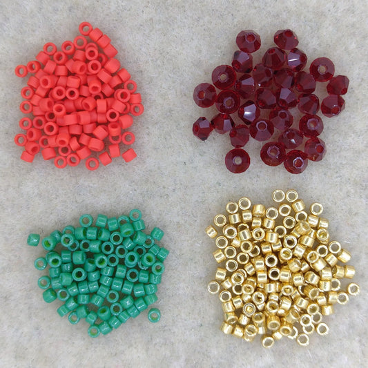 Jewellery and Stand Bead Kit  - Jean Power's Winter 2025 Beadalong in Red and Green