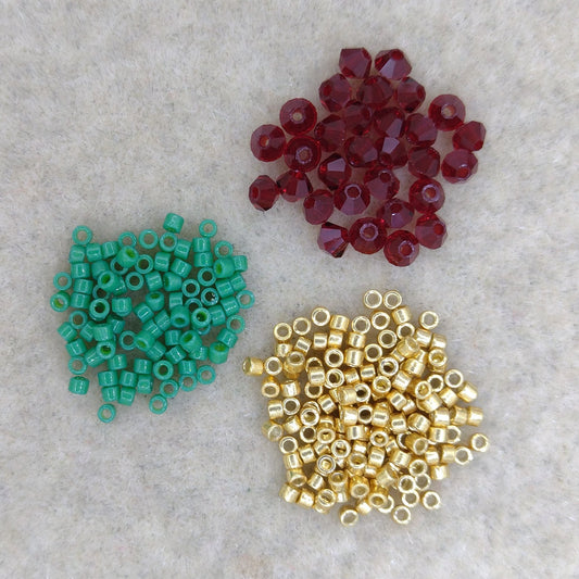 Ornament Bead Kit  - Jean Power's Winter 2025 Beadalong in Green and Red