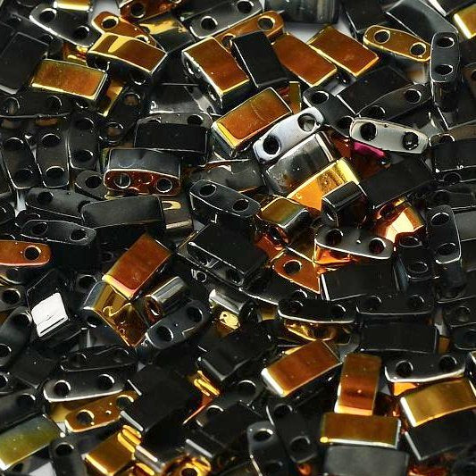 HTL4560 - 5g Half Tila beads in Black Marea