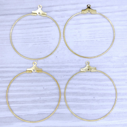2 pairs of Large Bead Hoops in Gold (UK Production)