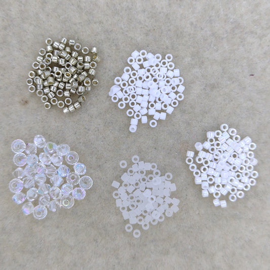 Ornament Bead Kit  - Jean Power's Winter 2025 Beadalong in mix of Whites and Light Pewter