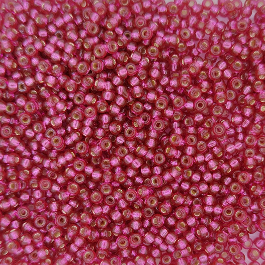 4268 - 10g Size 8/0 Miyuki seed beads in Duracoat Silver lined Raspberry