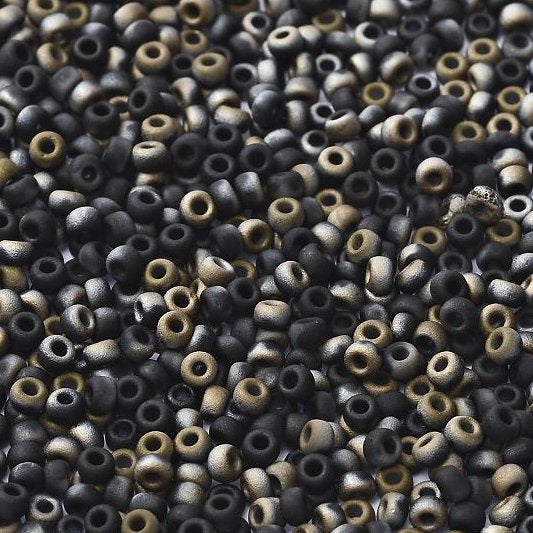 4561 - 10g Size 11/0 Miyuki seed beads in Matt Black Valentinite