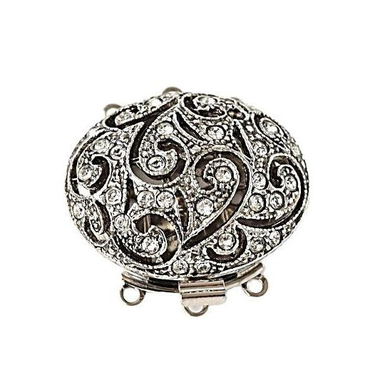Neumann Antique White Bronze clasp with 3 rows 14277 - 28x19mm