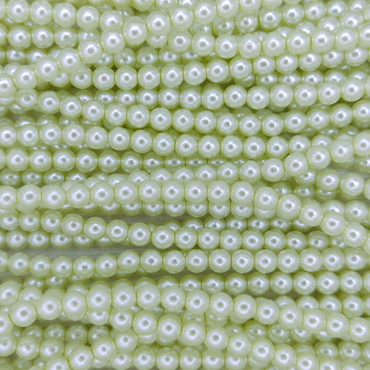 150 x 3mm round pearls in Light Yellow Green