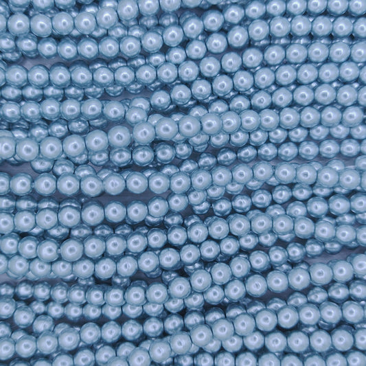 120 x 4mm round pearls in Light Blue