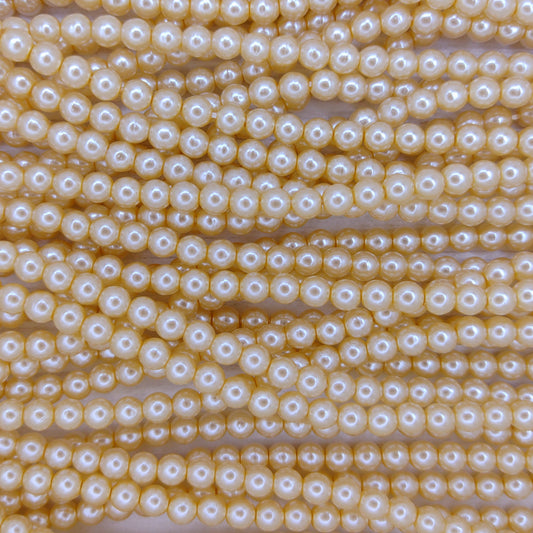 120 x 4mm round pearls in Dark Cream