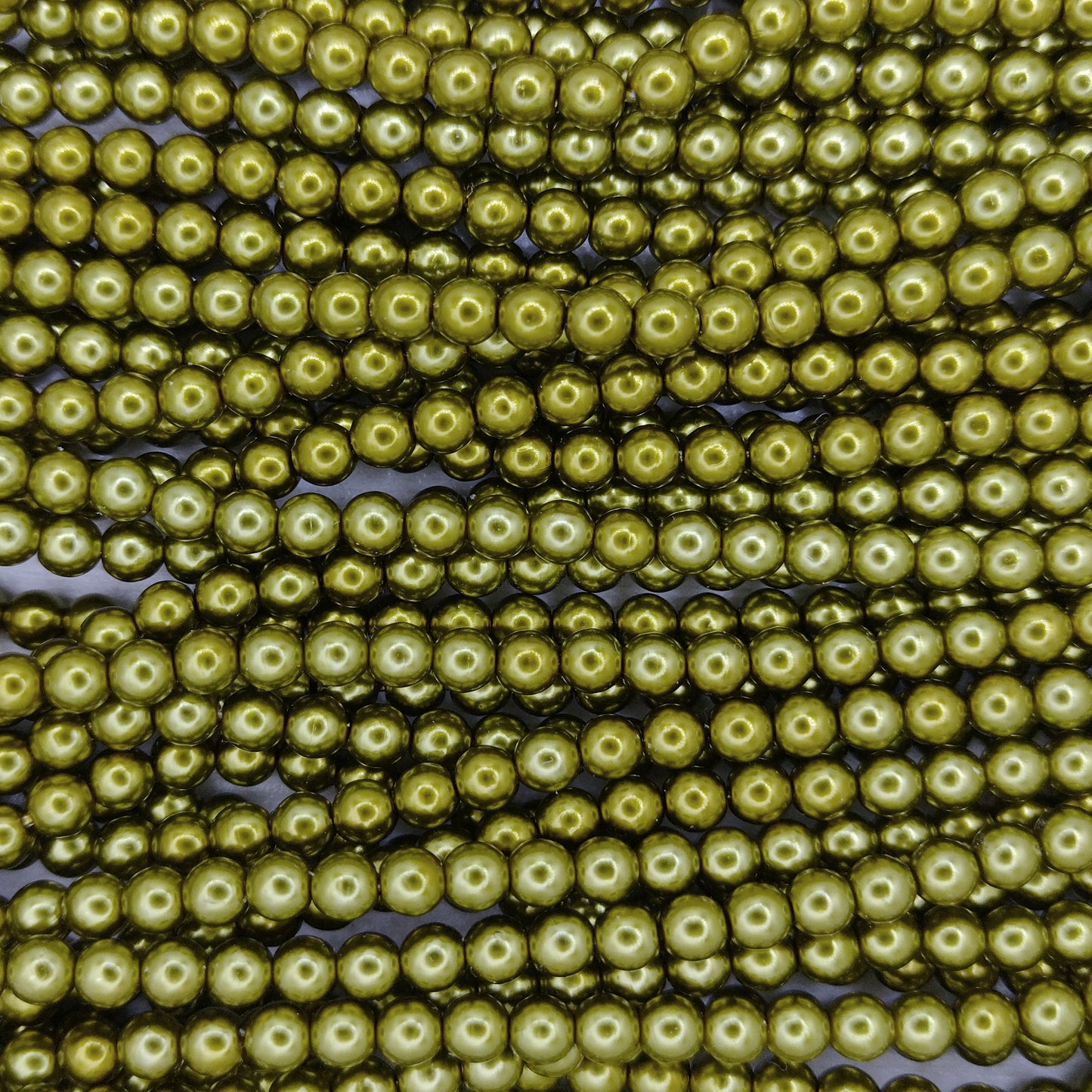 150 x 2mm round pearls in Olivine