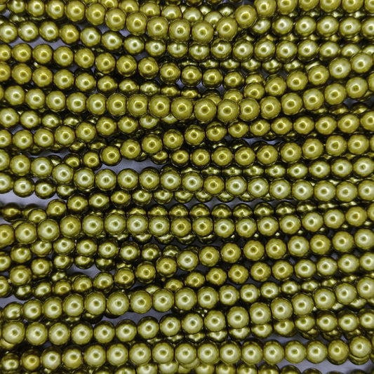 150 x 3mm round pearls in Olivine