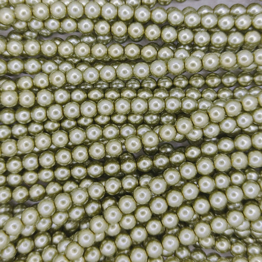 150 x 3mm round pearls in Light Olive