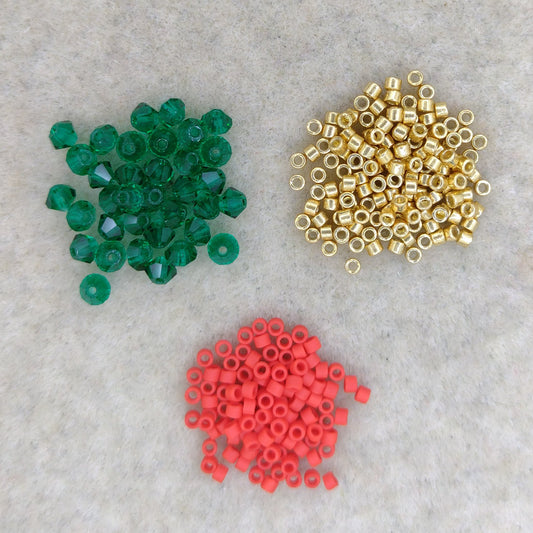 Ornament Bead Kit  - Jean Power's Winter 2025 Beadalong in Red and Green