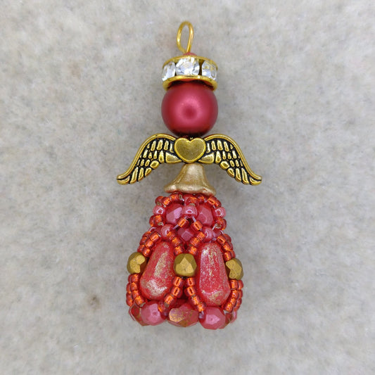 Bead Kit - Little Angel Charm in Reds and Gold