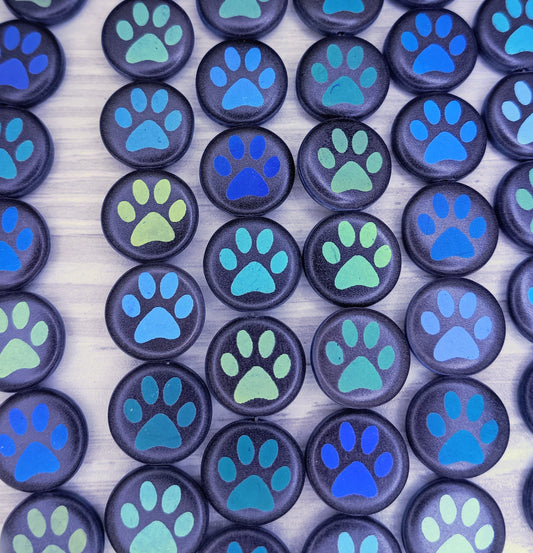 8 x 14mm disc in Matt Black with laser etched Paw print