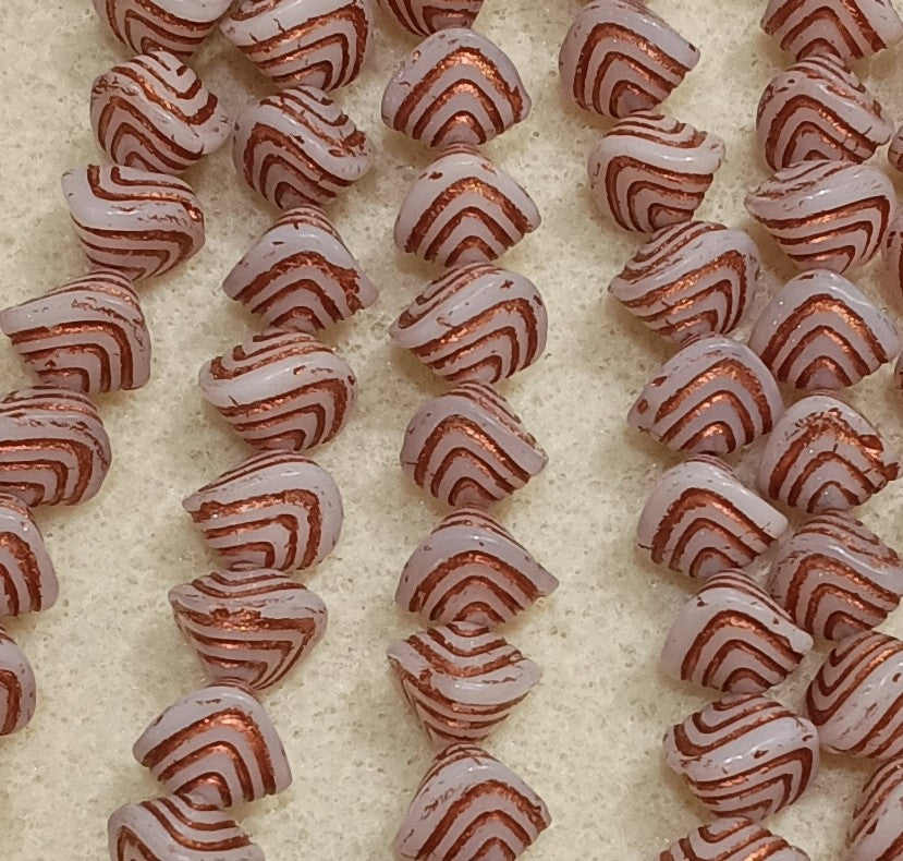 15 x shaped beads in Alabaster with Copper (9x11mm)