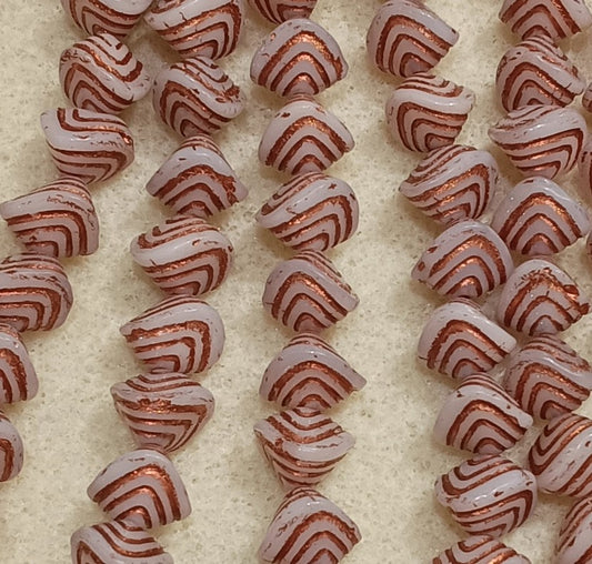15 x shaped beads in Alabaster with Copper (9x11mm)