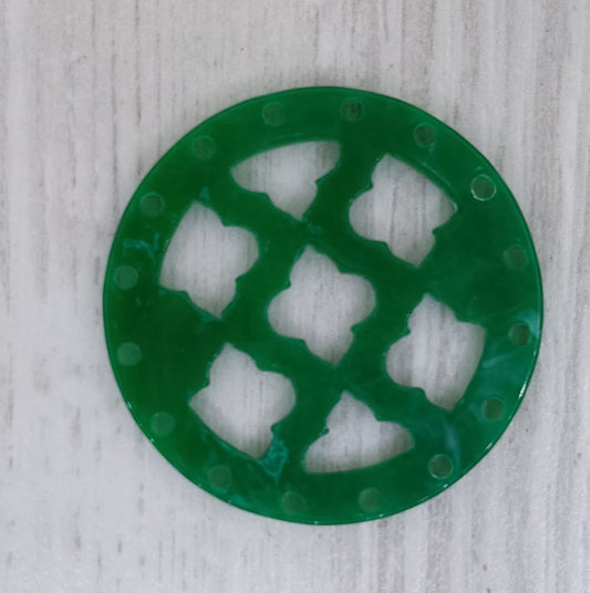 27mm Round Laser Cut Cabochon in Green Marble