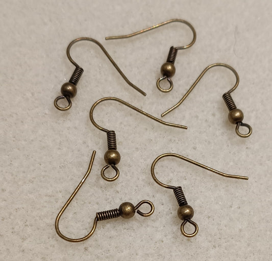 3 pairs of Fish Hook ear wires in Antique Gold (UK Production)