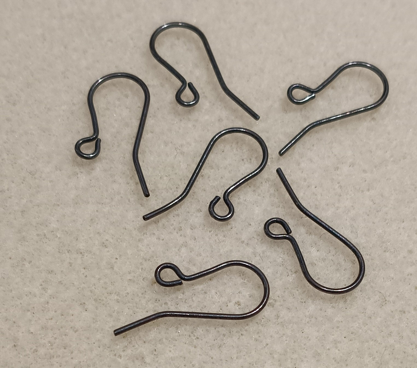 3 pairs of Simple ear wires in Black (UK Production)