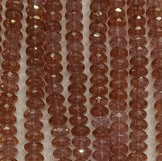 25 x faceted rondelles in Red Lustre (4x7mm)