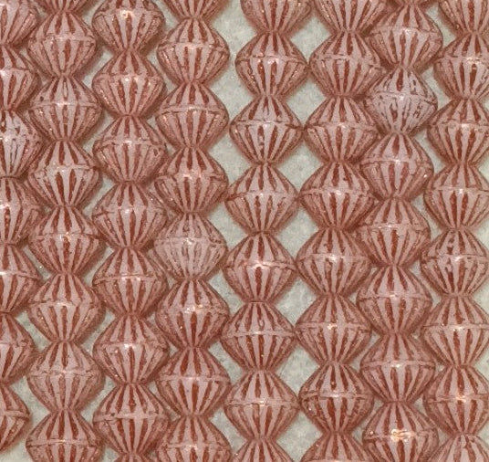 25 x 9mm Flutted bicones in Alabaster and Copper