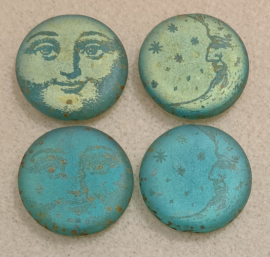27mm bead in Matt Green Picasso with laser etched Man in the Moon